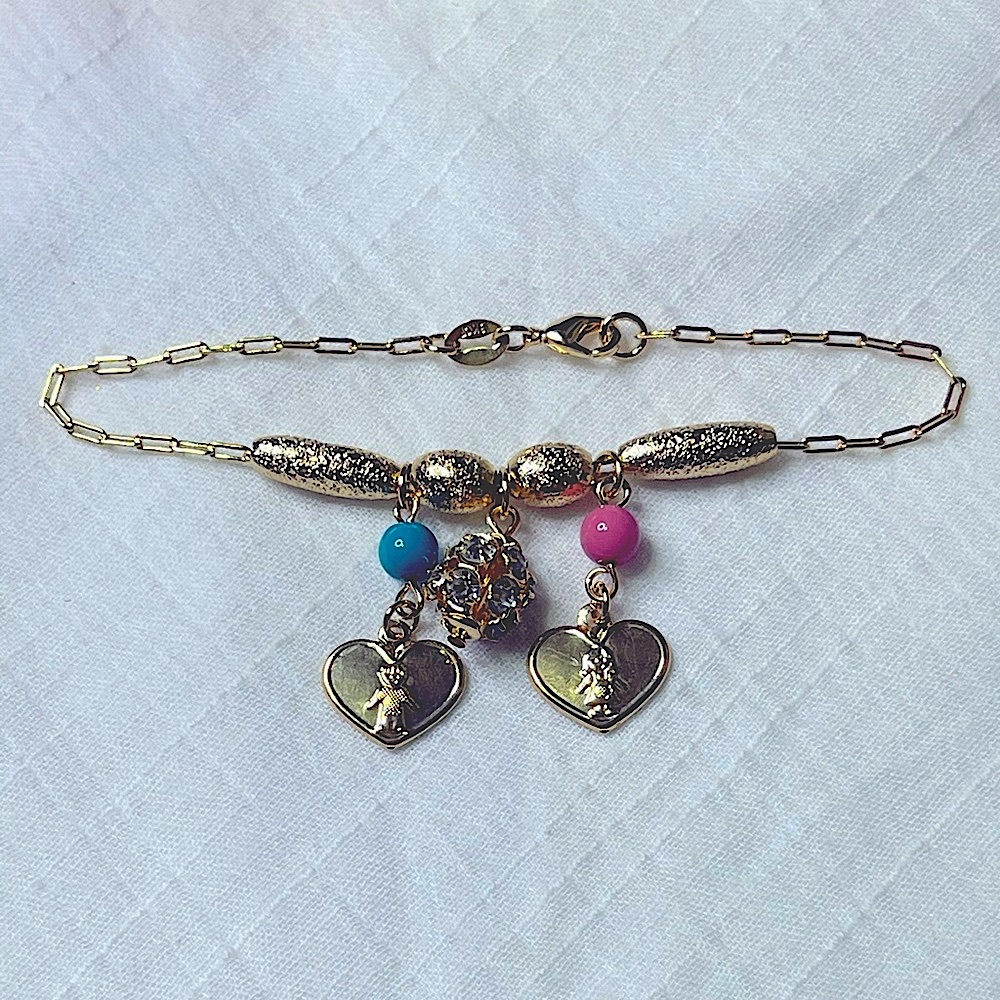 Gold Field Bracelet with 3 charms